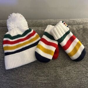 Colorful Striped Kids Beanie and Mittens Set